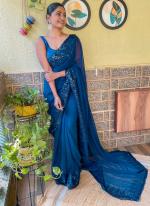 Georgette Blue Party Wear Sequence Work Saree